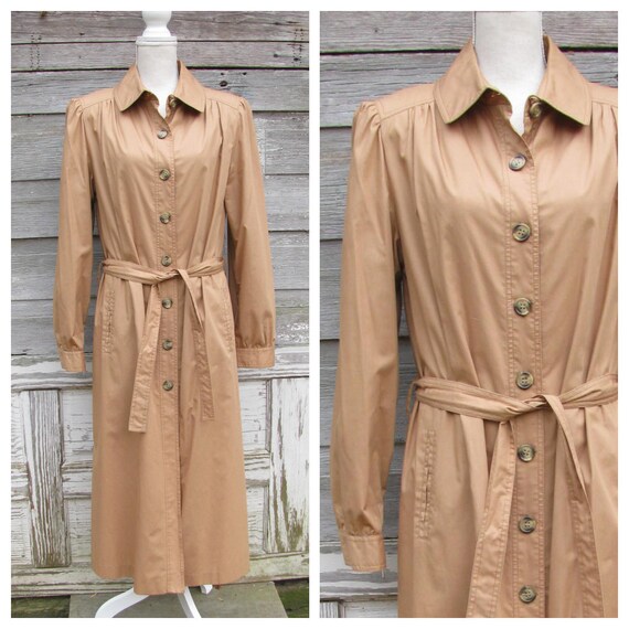 Vintage 80s Belted Raincoat/ 1980s Maxi Length Rai