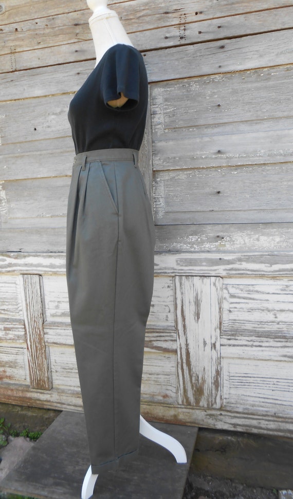 80s 90s Olive Khaki Chinos/High Waisted Pants/Min… - image 2