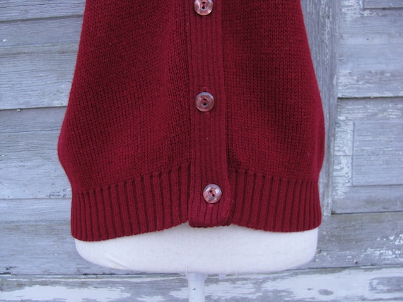 vintage Knit Button Down Sweater Vest/Cranberry R… - image 3