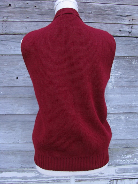 vintage Knit Button Down Sweater Vest/Cranberry R… - image 5