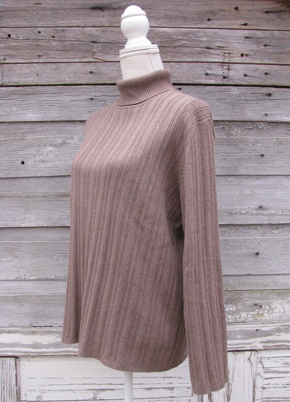 vintage Cotton Turtleneck/Brown Long Sleeve Top/s… - image 6