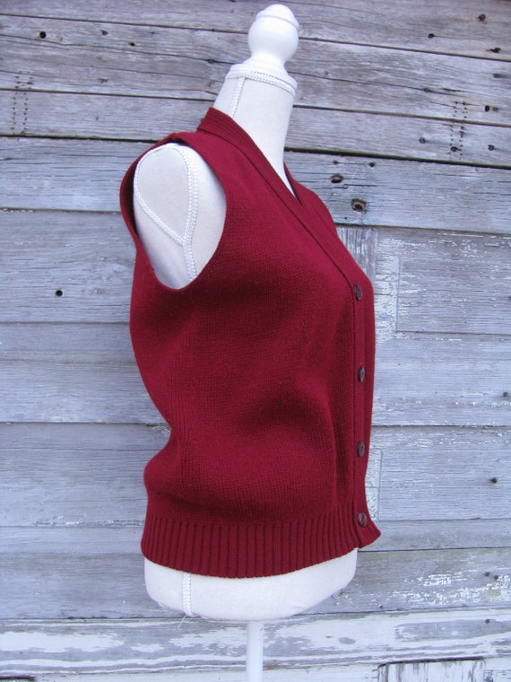 vintage Knit Button Down Sweater Vest/Cranberry R… - image 4