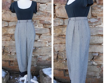 Vintage Ralph Lauren Houndstooth Wool Trousers – 90s Pleated