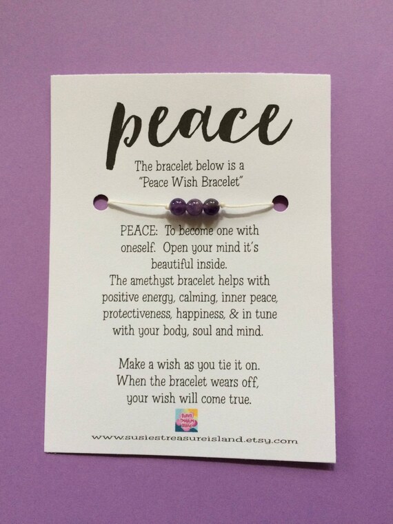 peace wish bracelet card make a wish wishing for peace etsy