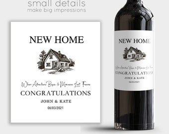 NEW HOME - Housewarming Gift Wine Label - First Home Gift - Wine Labels