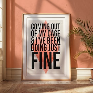 I&#39;m Doing Just Fine Print | Mr Brightside Print | Lyric A5/ A4/ A3 Print | Illustrated Music Art Quote Print | Zingy Artwork