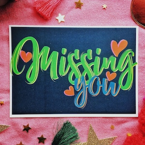 Missing You, John Waite Lyric A6 Print, Illustrated Music Art Quote, Lyrical Lockdown 80's Song Colorful Card, Fan Art Song Postcard