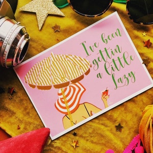 Immer ein wenig faul, Gwen Stefani Lyric A6 Druck, illustrierte Musik Kunst Zitat, lyrische Lockdown bunte Karte, Fan Art Song Postkarte