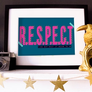 RESPECT print / Aretha Franklin Lyric A4 / A3 Print / Illustrated Music Art Quote Print / Pop Song Colourful Print / Fan Art Song Wall Art