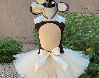 Monkey tutu costume, monkey costume, halloween costume, monkey tutu dress, girls dress up costume, monkey dress, monkey costume