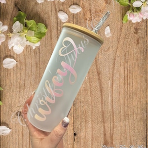 Wifey Cup, Personalized Tumbler, Custom cup, Wedding gift, Wifey gift, bridal shower, Personalized glass cup, glass cup with lid, Wife cup