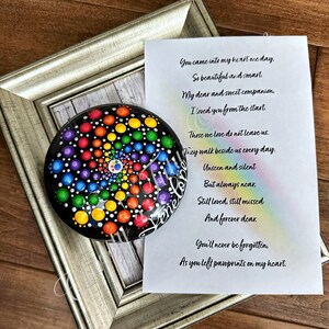 Rainbow bridge gift, loss of pet, pet loss gift, Custom pet memorial stone, Rainbow rock, Painted Rock, Painted Mandala, remembrance gift