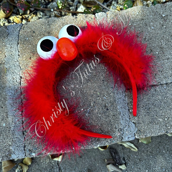 Red Monster, Red Monster Hair, Monster Headband, Monster accessory, Monster Costume, Monster Face, Monster, Red monster feathers, oval nose