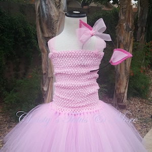 Little Pink Piggy Tutu dress with matching piggy ear headband accessory costume for Halloween