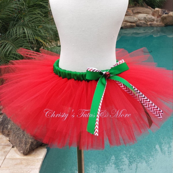 Tema de Navidad Tutu / Rojo y Verde Tutú / Tutú de vacaciones / Traje de vacaciones / Navidad tutú / traje de Navidad / Tutú con campanas