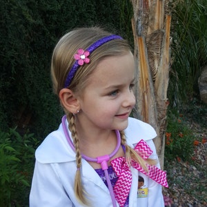 Doc Mcstuffins Headband/Doc McStuffins glitter hairband/Doc McStuffins hairband/Doc McStuffins Costume Accessory/Doc McStuffins Costume