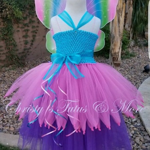 Butterfly or fairy tutu dress, pixie style with deluxe designed wings for Halloween
