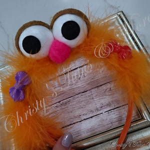 Orange Monster, Orange Monster Hair, Monster Headband, Monster accessory, Monster Costume, Monster Face, Orange monster feathers, character