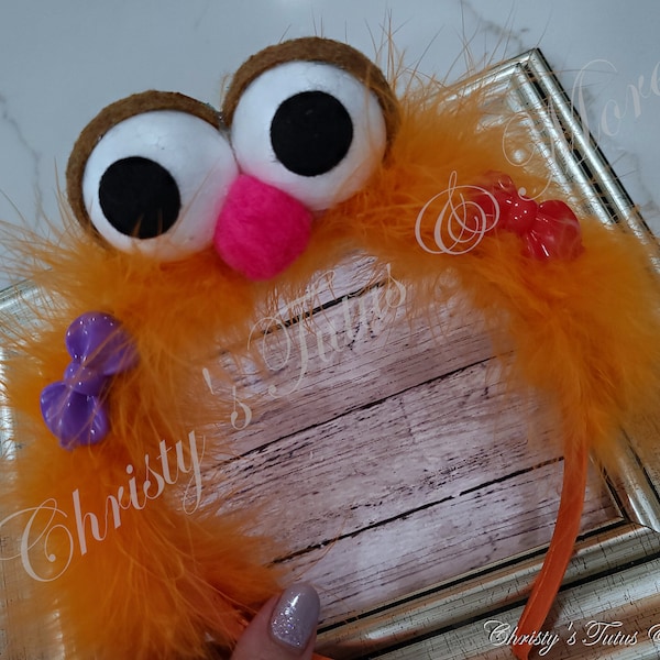 Orange Monster, Orange Monster Hair, Monster Headband, Monster accessory, Monster Costume, Monster Face, Orange monster feathers, character