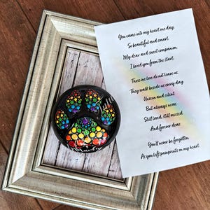 Rainbow bridge gift, loss of pet, pet loss gift, Custom pet memorial stone, Rainbow rock, Painted Rock, Memorial gift, Paw Print, Dog Gift