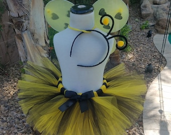Bumble Bee Tutu costume with wings and antenna for Halloween