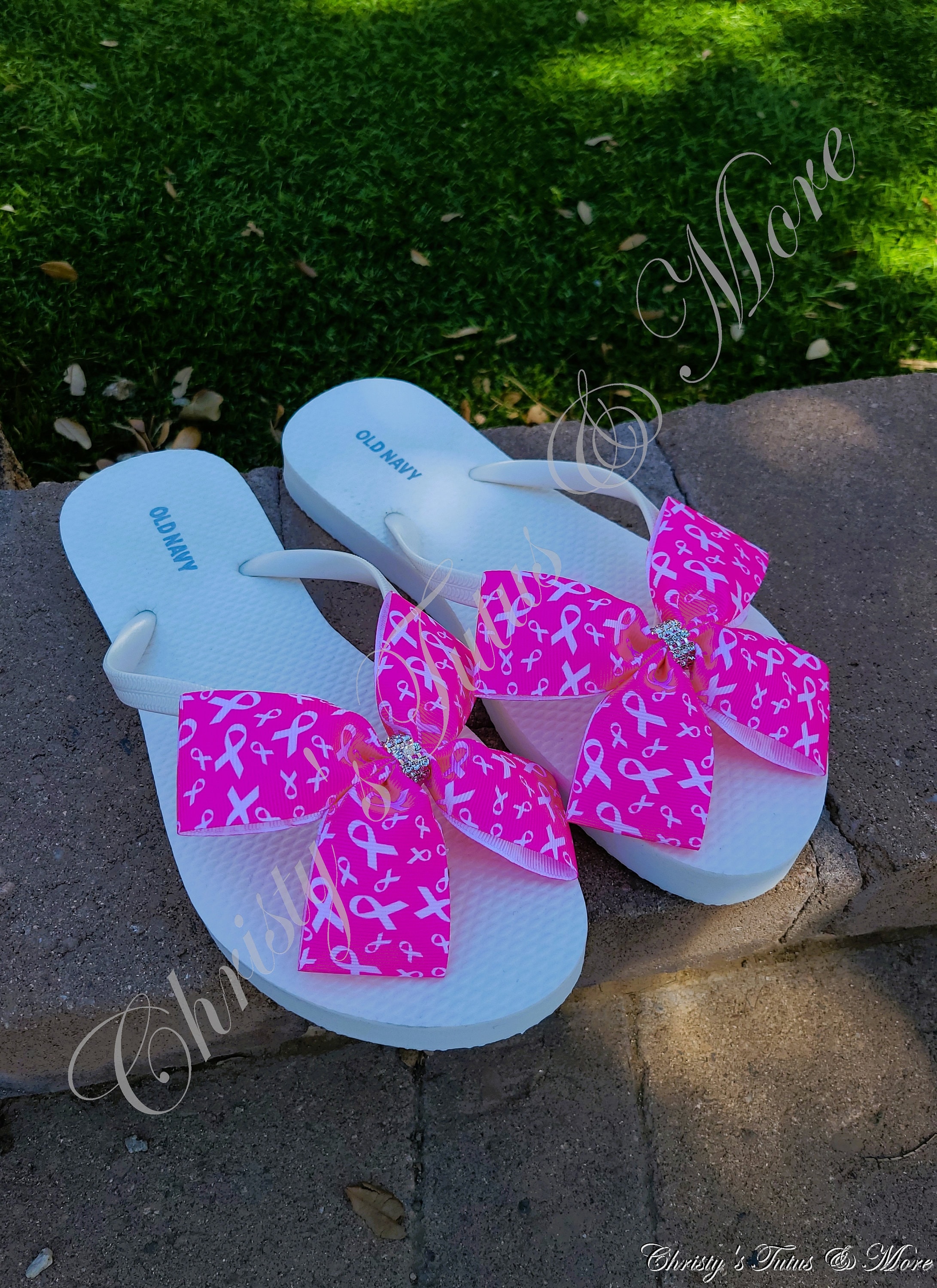 Breast Cancer Bow Shoes Custom Flip Flops Custom Sandals - Etsy Ireland