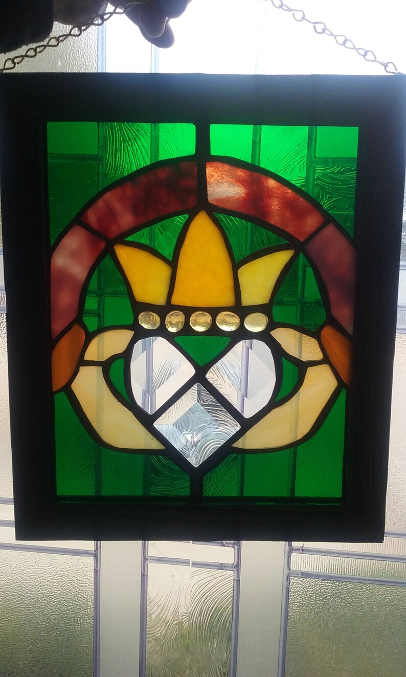 Claddagh celtic Stained Glass Etsy