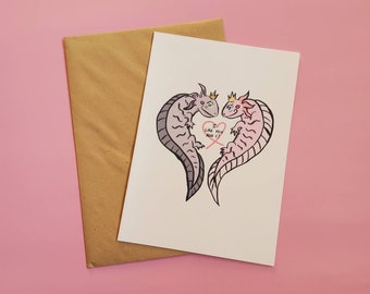 Cute 'I like you alot-l' Greetings Card // Valentines Day // Anniversary // Love // Relationship // Axolotl // Unusual