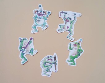 Pack of 5 Frog Stickers // laptop stickers // planner stickers