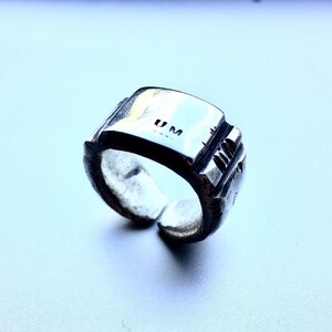 Huge Heavy Sterling Silver 925 Hammer Ring 2tm Mens 5mm maximum Thickness over 40gr weight Antiqued Polished image 2