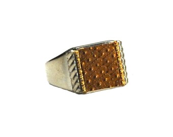 The Chic - Ring - Mens - Womens - Polished Heavy (14.7 grams) Sterling Silver - Bronze Cast Top - Thin Gold Filled  Wires - Handmade Jewelry