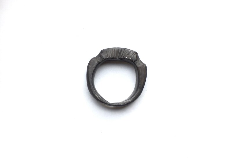 NEW ITEM Sculpted & Stamped Sterling Silver Ring Antique Roman Style Oxidized Dark 5mm Thick 14g image 2