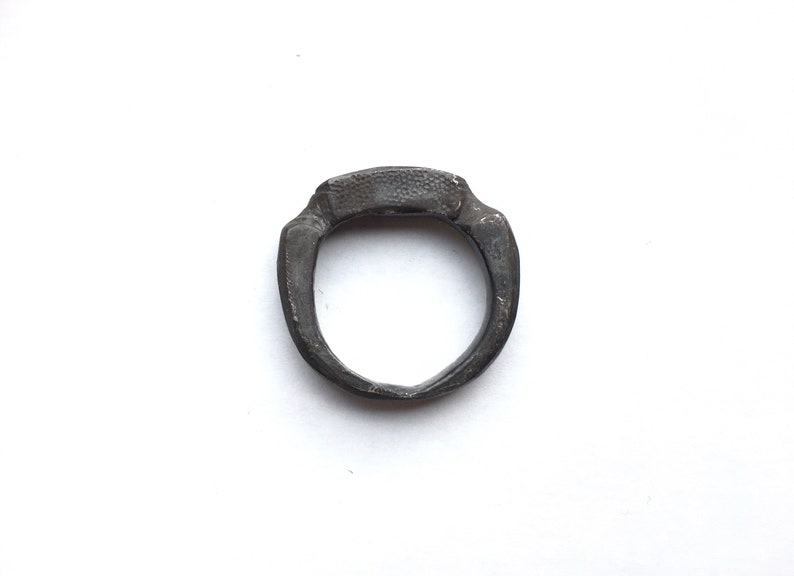 NEW ITEM Sculpted & Stamped Sterling Silver Ring Antique Roman Style Oxidized Dark 5mm Thick 14g image 1