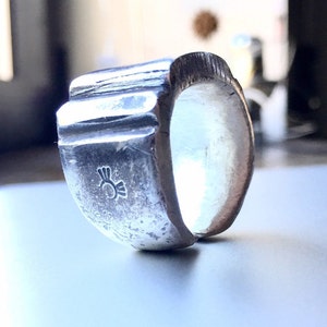 Huge Heavy Sterling Silver 925 Hammer Ring 2tm Mens 5mm maximum Thickness over 40gr weight Antiqued Polished image 6