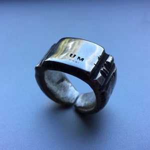 Huge Heavy Sterling Silver 925 Hammer Ring 2tm Mens 5mm maximum Thickness over 40gr weight Antiqued Polished image 3