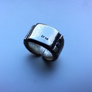 Huge Heavy Sterling Silver 925 Hammer Ring 2tm Mens 5mm maximum Thickness over 40gr weight Antiqued Polished image 4