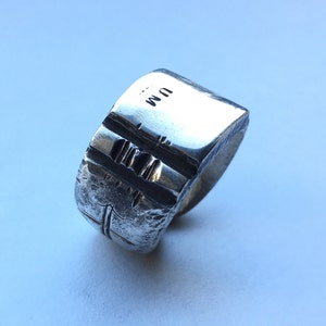 Huge Heavy Sterling Silver 925 Hammer Ring 2tm Mens 5mm maximum Thickness over 40gr weight Antiqued Polished image 5