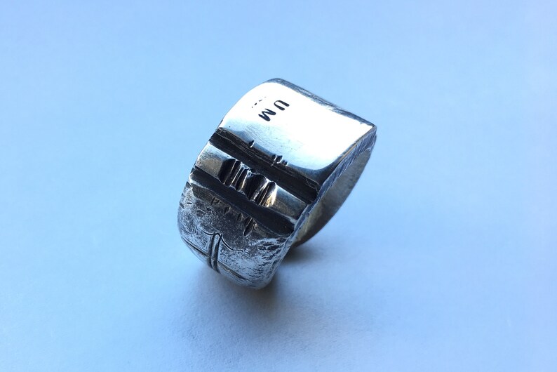 Huge Heavy Sterling Silver 925 Hammer Ring 2tm Mens 5mm maximum Thickness over 40gr weight Antiqued Polished image 5