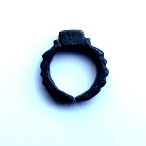 NEW ITEM The 5Ss Solid, Sculpted, Stamped, Sterling Silver Tribal Ring. Original-Unique Design, Oxidized 5mm Thick c/a 20g image 2