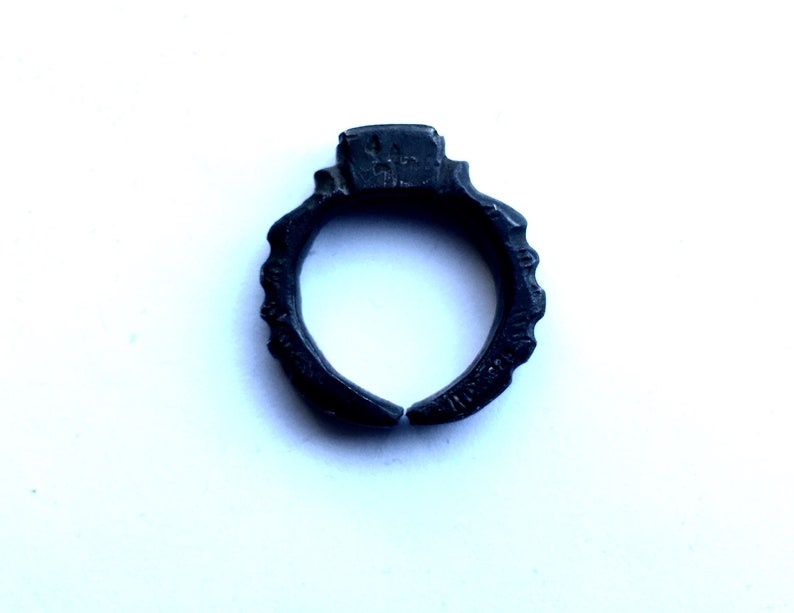 NEW ITEM The 5Ss Solid, Sculpted, Stamped, Sterling Silver Tribal Ring. Original-Unique Design, Oxidized 5mm Thick c/a 20g image 2