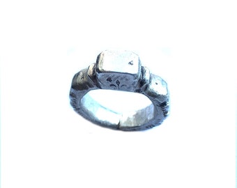NEW ITEM - Sculpted & Stamped - 999 Fine Silver Ring - Tribal - 5mm Thick - 20g