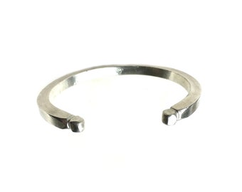 XL SQuare Silver Horse Shoe 4 Gauge - Mens - Womens - Square Bangle - Sterling Silver 925
