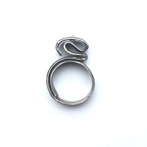 CLANDESTINE CLASS QuestionMark Black Ring 6mm Wide for Women Sterling Silver .925 Oxidized 5mm White Crystal Sz 10 US image 3
