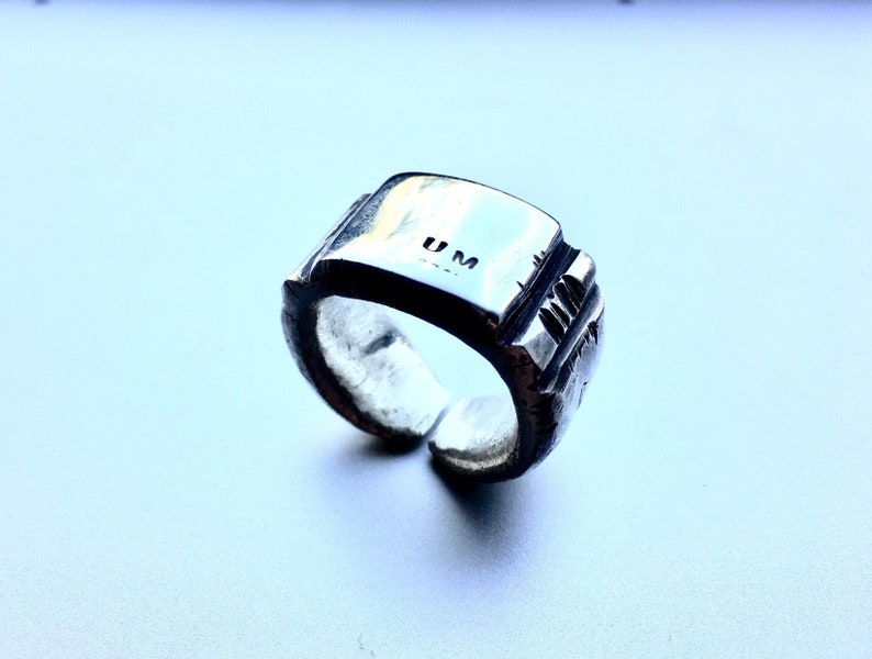 Huge Heavy Sterling Silver 925 Hammer Ring 2tm Mens 5mm maximum Thickness over 40gr weight Antiqued Polished image 2