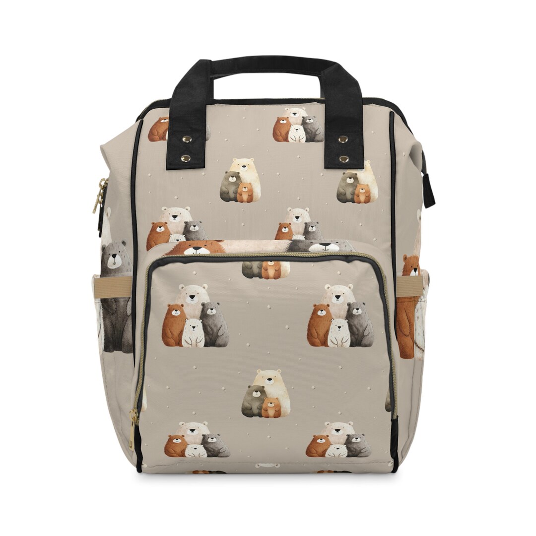 Multifunctional Diaper Bag Backpack, Cute Bears Multi Purpose Diaper