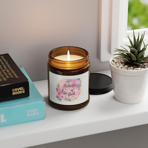 Mother of the Bride Floral Script Candle Amber Jar | Soy Candle