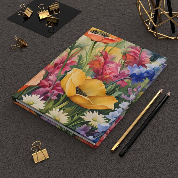 Cheerful Nature Design Hardcover Journal | Matte Laminated Cover, 150 Lined Pages