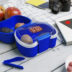 Two-tier Bento Box, Personalized Affirmation Lunch Box, BPA-Free, Microwave Safe, Compact Spoon, Healthy Meal Prep Container