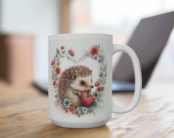 I Love Hedgehogs Ceramic Mug | Hedgehog Illustration Coffee Cup