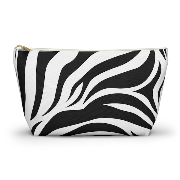 Beautiful zebra print Accessory Pouch w T-bottom, custom accessory bags, personalized pouches, custom bags